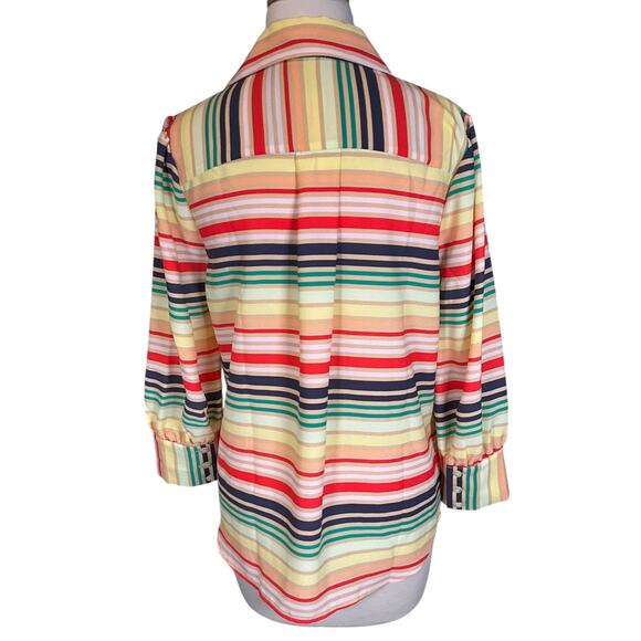 Halogen Atlantic-Pacific Multicolor Stripe Blouse Size Small Excellent Condition - Picture 2 of 9